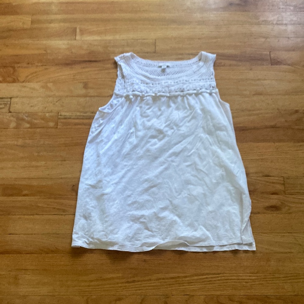 J Jill White Pom Pom Tank Top